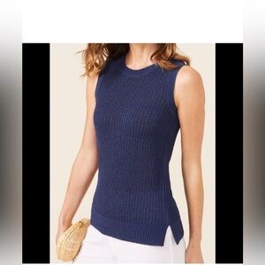J. McLaughlin Lena sweater vest navy XL‎ NWT Havana Yarn imported Italy yacht